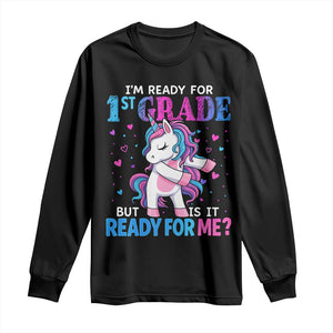 Funny Back To School 1st Grade Long Sleeve Shirt First Grade Unicorn Girls TS10 Black Print Your Wear