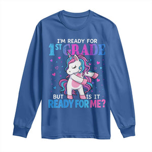 Funny Back To School 1st Grade Long Sleeve Shirt First Grade Unicorn Girls TS10 Royal Blue Print Your Wear