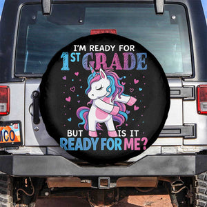 Funny Back To School 1st Grade Spare Tire Cover First Grade Unicorn Girls TS10 No hole Black Print Your Wear