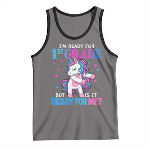 Funny Back To School 1st Grade Tank Top First Grade Unicorn Girls TS10 Deep Heather Black Print Your Wear