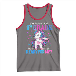 Funny Back To School 1st Grade Tank Top First Grade Unicorn Girls TS10 Deep Heather Red Print Your Wear