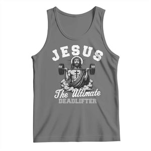 Jesus Deadlifting Tank Top The Ultimate Deadlifter Christian TS10 Black Heather Print Your Wear