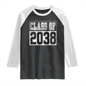 Class of 2038 Raglan Shirt Grow With Me To Graduation TS10 Black White Print Your Wear