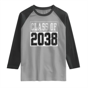 Class of 2038 Raglan Shirt Grow With Me To Graduation TS10 Sport Gray Black Print Your Wear