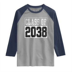 Class of 2038 Raglan Shirt Grow With Me To Graduation TS10 Sport Gray Navy Print Your Wear