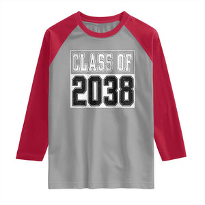 Class of 2038 Raglan Shirt Grow With Me To Graduation TS10 Sport Gray Red Print Your Wear