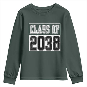 Class of 2038 Youth Sweatshirt Grow With Me To Graduation TS10 Dark Forest Green Print Your Wear