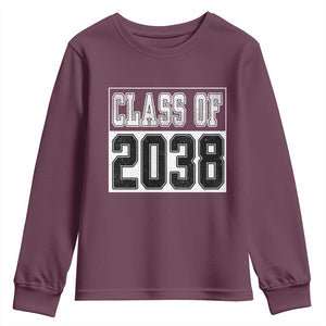Class of 2038 Youth Sweatshirt Grow With Me To Graduation TS10 Maroon Print Your Wear
