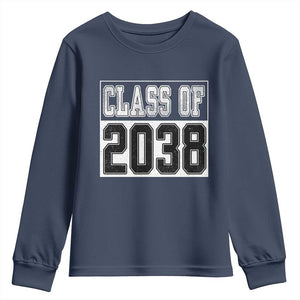 Class of 2038 Youth Sweatshirt Grow With Me To Graduation TS10 Navy Print Your Wear