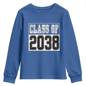 Class of 2038 Youth Sweatshirt Grow With Me To Graduation TS10 Royal Blue Print Your Wear