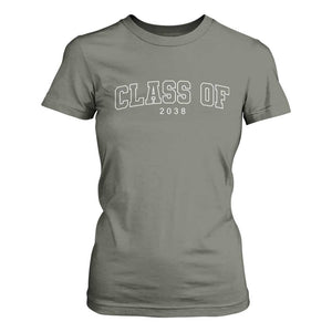 Class of 2038 T Shirt For Women First Day of School Grow With Me Graduation Gift TS10 Military Green Print Your Wear