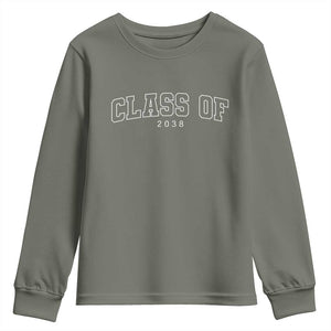 Class of 2038 Youth Sweatshirt First Day of School Grow With Me Graduation Gift TS10 Military Green Print Your Wear
