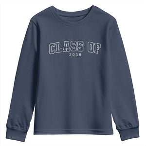 Class of 2038 Youth Sweatshirt First Day of School Grow With Me Graduation Gift TS10 Navy Print Your Wear