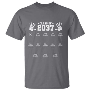Class of 2037 Grow With Me T Shirt Handprint K to 12th Grade Graduation TS10 Charcoal Print Your Wear