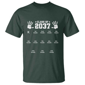 Class of 2037 Grow With Me T Shirt Handprint K to 12th Grade Graduation TS10 Dark Forest Green Print Your Wear