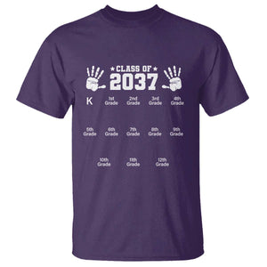 Class of 2037 Grow With Me T Shirt Handprint K to 12th Grade Graduation TS10 Purple Print Your Wear