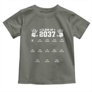Class of 2037 Grow With Me Toddler T Shirt Handprint K to 12th Grade Graduation TS10 Military Green Print Your Wear