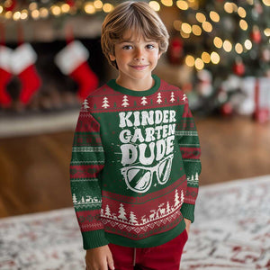 Kindergarten Dude Knit Sweatshirt Funny Back to School First Day Of Kinder Graduation TS10 Christmas Print Your Wear
