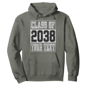 Personalized Class of 2038 Hoodie Custom Name Grow With Me To Graduation TS10 Military Green Print Your Wear