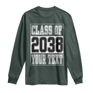 Personalized Class of 2038 Long Sleeve Shirt Custom Name Grow With Me To Graduation TS10 Dark Forest Green Print Your Wear