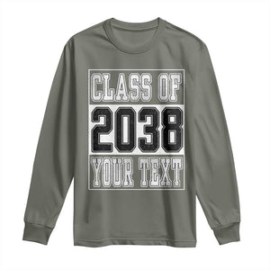 Personalized Class of 2038 Long Sleeve Shirt Custom Name Grow With Me To Graduation TS10 Military Green Print Your Wear