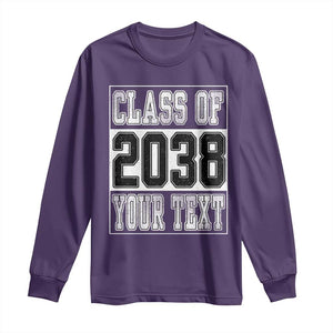 Personalized Class of 2038 Long Sleeve Shirt Custom Name Grow With Me To Graduation TS10 Purple Print Your Wear