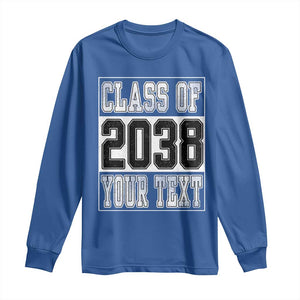 Personalized Class of 2038 Long Sleeve Shirt Custom Name Grow With Me To Graduation TS10 Royal Blue Print Your Wear