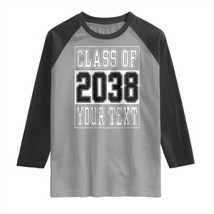 Personalized Class of 2038 Raglan Shirt Custom Name Grow With Me To Graduation TS10 Sport Gray Black Print Your Wear