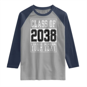 Personalized Class of 2038 Raglan Shirt Custom Name Grow With Me To Graduation TS10 Sport Gray Navy Print Your Wear
