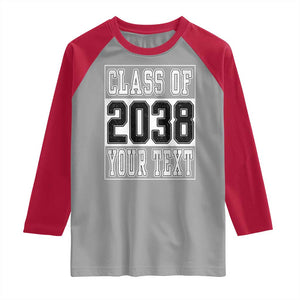 Personalized Class of 2038 Raglan Shirt Custom Name Grow With Me To Graduation TS10 Sport Gray Red Print Your Wear