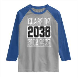 Personalized Class of 2038 Raglan Shirt Custom Name Grow With Me To Graduation TS10 Sport Gray Royal Print Your Wear
