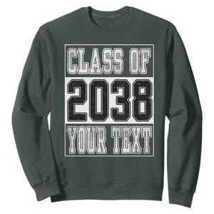 Personalized Class of 2038 Sweatshirt Custom Name Grow With Me To Graduation TS10 Dark Forest Green Print Your Wear