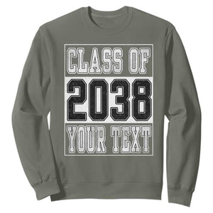 Personalized Class of 2038 Sweatshirt Custom Name Grow With Me To Graduation TS10 Military Green Print Your Wear