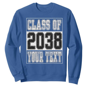 Personalized Class of 2038 Sweatshirt Custom Name Grow With Me To Graduation TS10 Royal Blue Print Your Wear