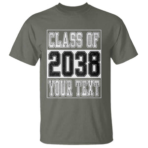 Personalized Class of 2038 T Shirt Custom Name Grow With Me To Graduation TS10 Military Green Print Your Wear