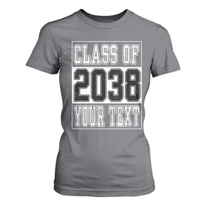 Personalized Class of 2038 T Shirt For Women Custom Name Grow With Me To Graduation TS10 Charcoal Print Your Wear