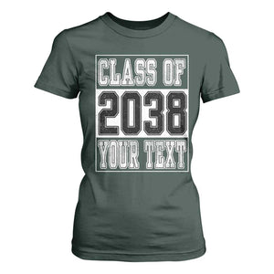Personalized Class of 2038 T Shirt For Women Custom Name Grow With Me To Graduation TS10 Dark Forest Green Print Your Wear