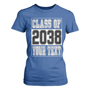 Personalized Class of 2038 T Shirt For Women Custom Name Grow With Me To Graduation TS10 Royal Blue Print Your Wear