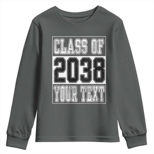 Personalized Class of 2038 Youth Sweatshirt Custom Name Grow With Me To Graduation TS10 Dark Heather Print Your Wear