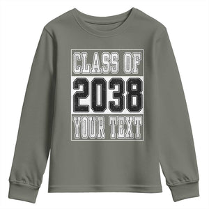Personalized Class of 2038 Youth Sweatshirt Custom Name Grow With Me To Graduation TS10 Military Green Print Your Wear