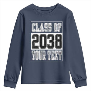 Personalized Class of 2038 Youth Sweatshirt Custom Name Grow With Me To Graduation TS10 Navy Print Your Wear