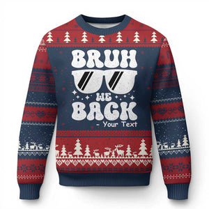 Personalized Back To School Ugly Christmas Sweater Custom Name Happy First Day Of School TS10 Navy Red Print Your Wear