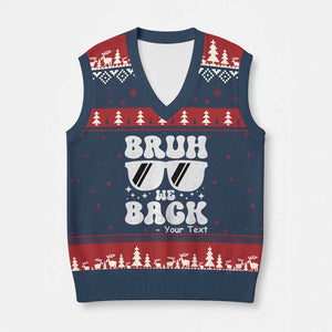 Personalized Back To School V-Neck Knit Sweater Vest Custom Name Happy First Day Of School TS10 Navy Red Print Your Wear