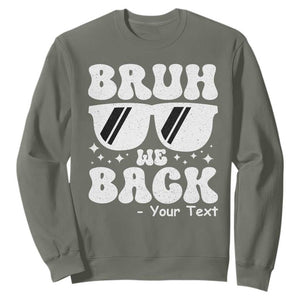 Personalized Back To School Sweatshirt Custom Name Happy First Day Of School TS10 Military Green Print Your Wear