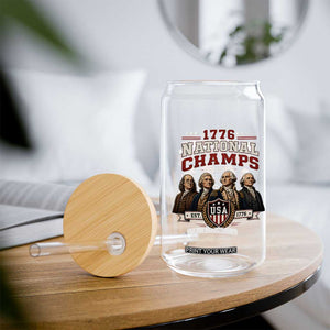Funny Founding Fathers USA 250th Anniversary Glass Can 1776 Championship Parody American Flag Vintage Patriotic Humor