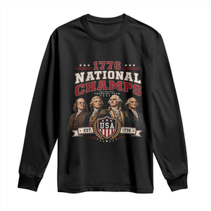 Funny Founding Fathers USA 250th Anniversary Long Sleeve Shirt 1776 Championship Parody American Flag Vintage Patriotic Humor