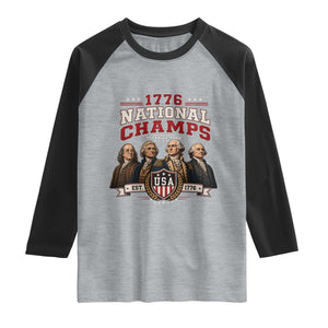Funny Founding Fathers USA 250th Anniversary Raglan Shirt 1776 Championship Parody American Flag Vintage Patriotic Humor