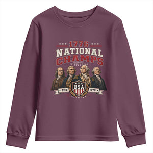 Funny Founding Fathers USA 250th Anniversary Youth Sweatshirt 1776 Championship Parody American Flag Vintage Patriotic Humor
