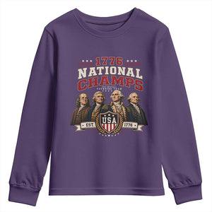 Funny Founding Fathers USA 250th Anniversary Youth Sweatshirt 1776 Championship Parody American Flag Vintage Patriotic Humor