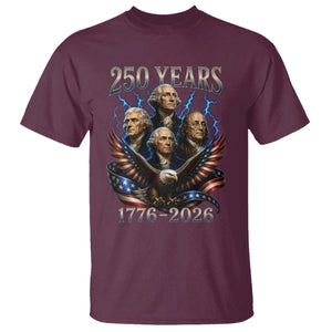 Founding Fathers USA 250th Anniversary T Shirt Vintage 250 Years 1776 2026 Patriotic Eagle American Flag